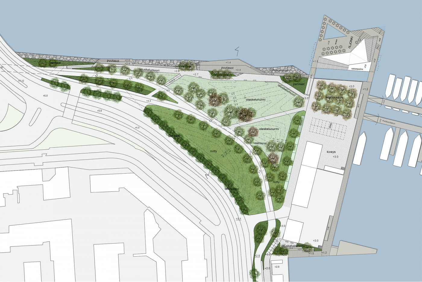 Kotisatama project, an illustration of an park.