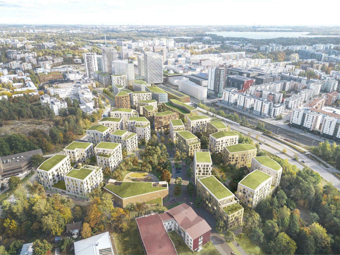 Leppävaara Centre arial view from the northeast